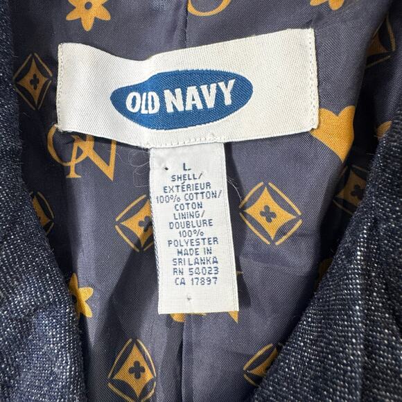 Vintage Old Navy 2001 Denim Trench Coat Womens Large  Blue Duster Y2K RARE - Picture 5 of 10